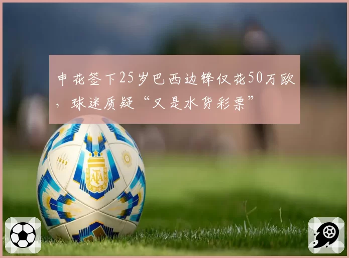 申花签下25岁巴西边锋仅花50万欧，球迷质疑“又是水货彩票”